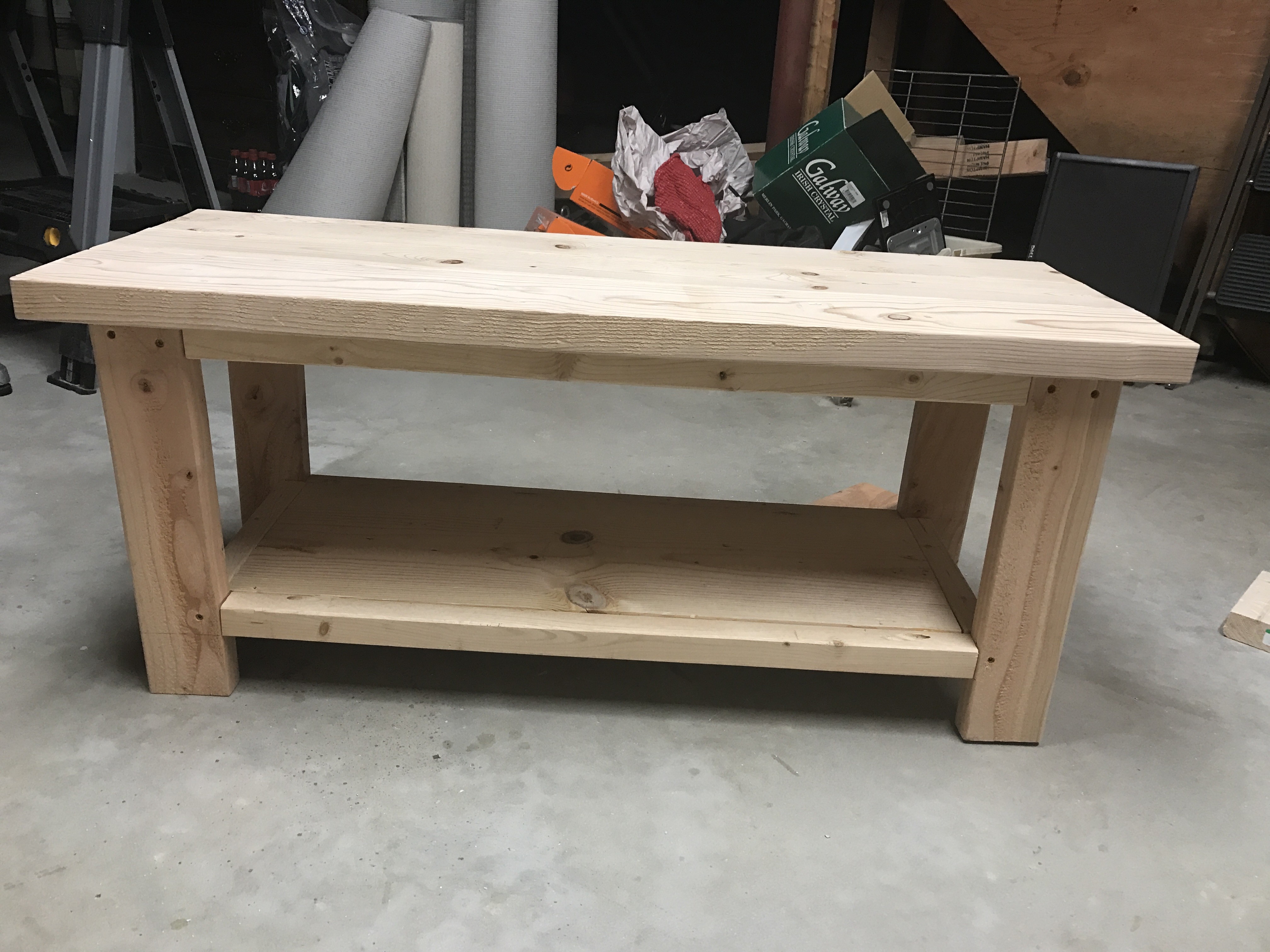 entryway bench built but not finished