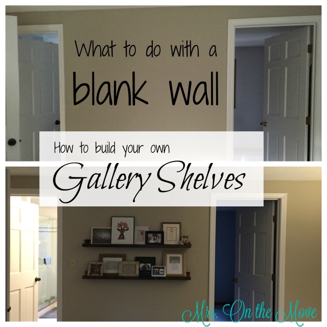 before and after wall with gallery shelves